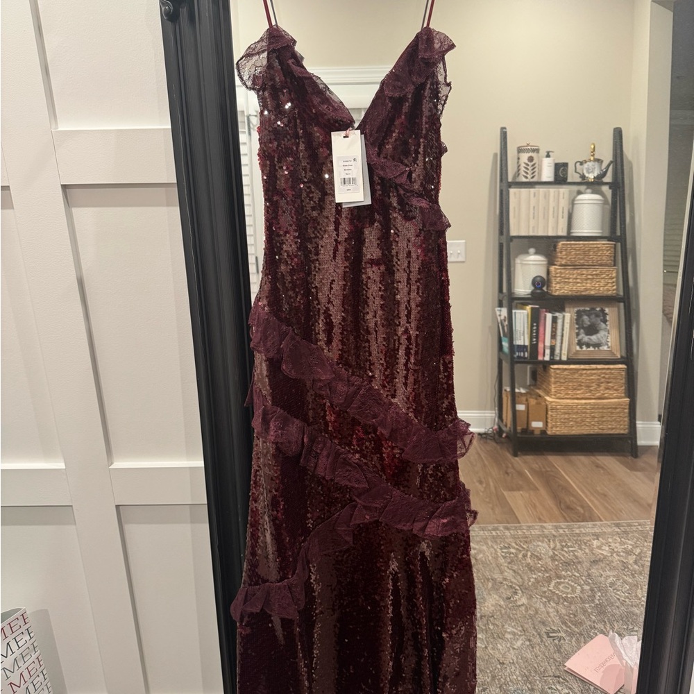 LoveShackFancy Burgundy Sequin Dress